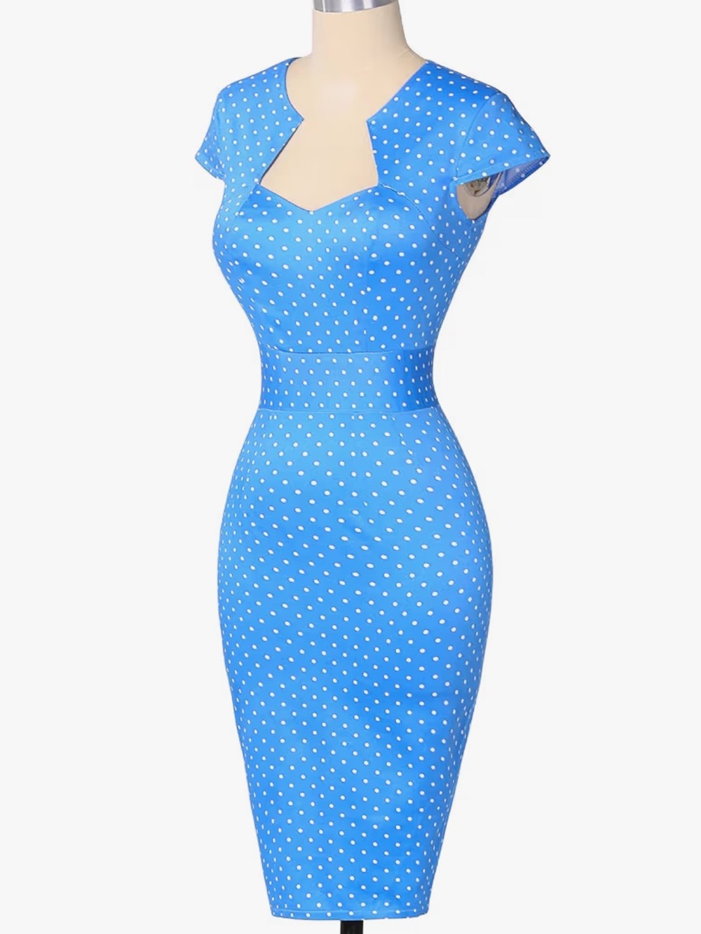 Grace Karin Blue Polka Dot Midi Dress